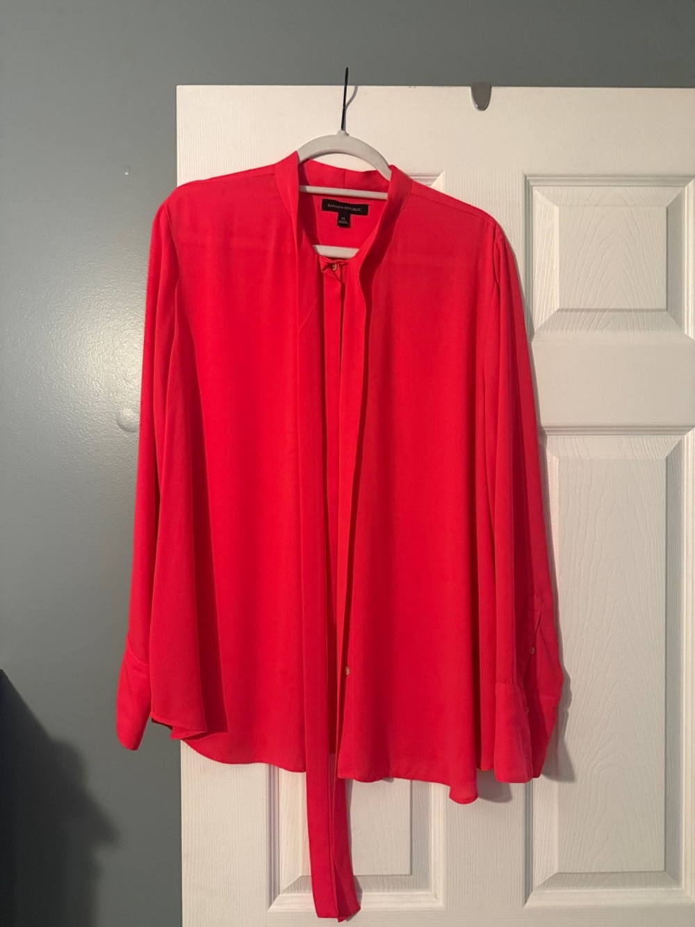 Banana Republic Bright Pink Tie-Neck Blouse